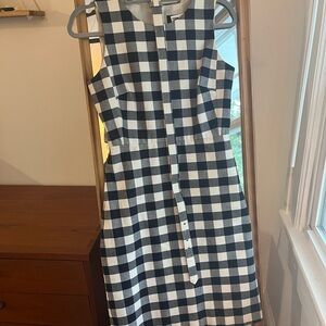 J. Crew Navy and White Checkered Mini Dress